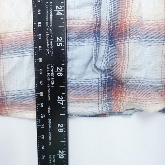 Abercrombie & Fitch Shirt Women's Medium Orange Blue Plaid Button-Down Formal - Picture 6 of 8